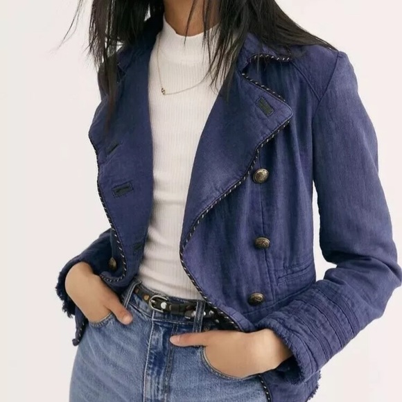 Free People Jackets & Blazers - NEW Free People Blue Military Cadet Jacket